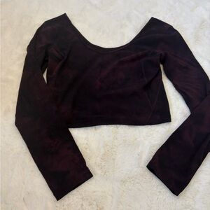 Women’s Lululemon align long sleeve black and maroon tie dye shirt size 8